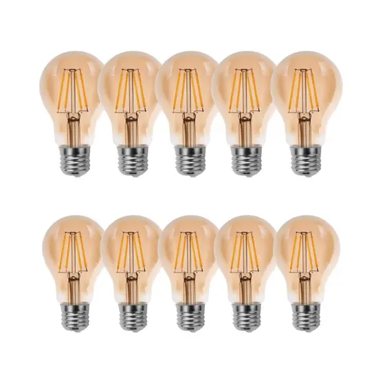 Kit 10 Lâmpadas Filamento Led A60 4w 2400k E27 Bivolt