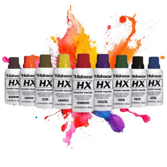 Kit 6 Corante Pigmento Líquido 50ML Todas as Cores para Tinta e Massa Hidracor