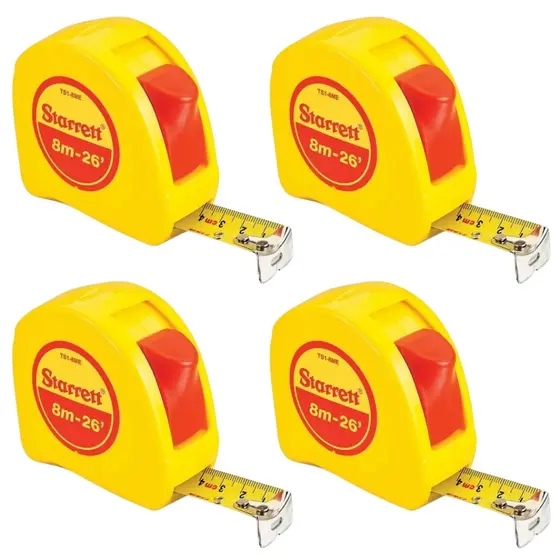 Kit 4 Trena Fita Métrica Starrett 8 Metros Mm E Pol Largura Da Fita 25mm