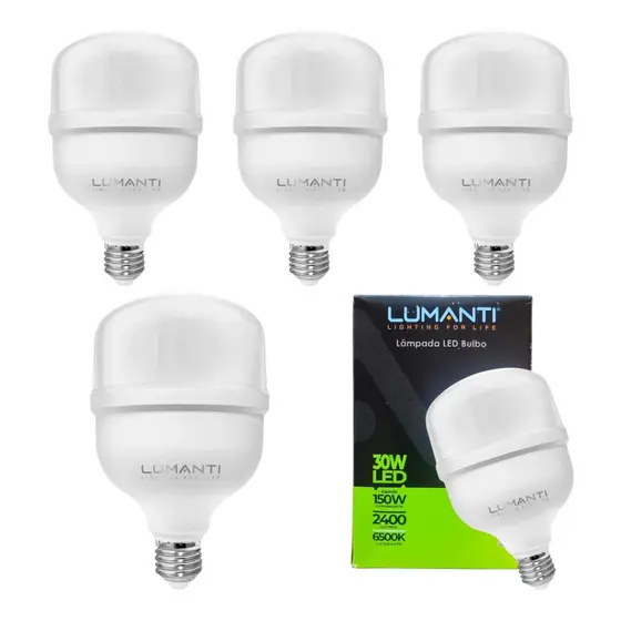 Kit 5 Lâmpadas Led 30w Bulbo 6500k Branco Frio 110v/220v
