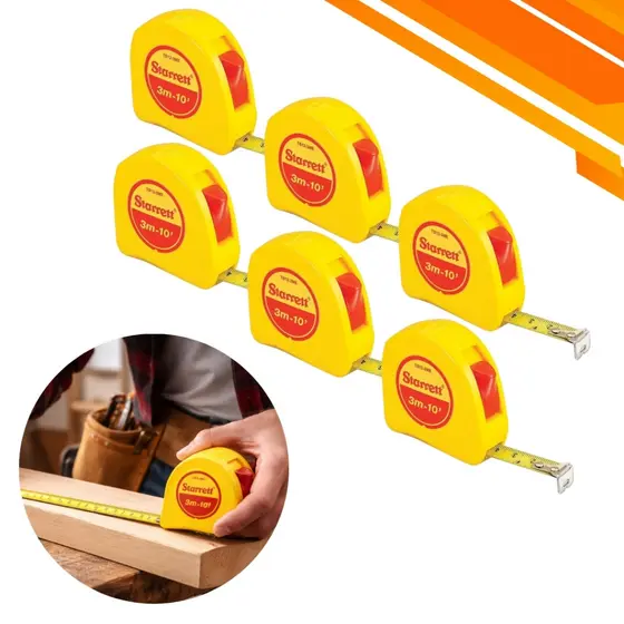 Kit 6 Trena Starrett Fita métrica 3 Metros Mm/pol - Largura Da Fita 13mm