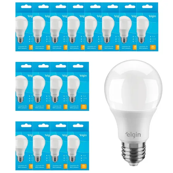 Kit 10 Lâmpadas Led 9W Branca-Morna AM3000K Elgin Casa Comércio