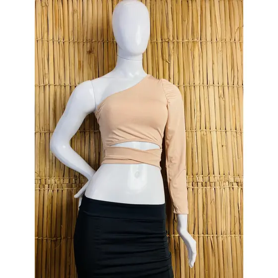 Cropped Mula Manca Manga Longa Transpassado   Para Aulas Dança do Ventre  - Envio Imediato RMA-72