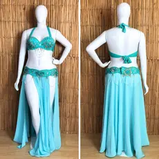 [Liquidação] Dança do Ventre Traje Bordado Completo - Pronta Entrega - TPCL-787