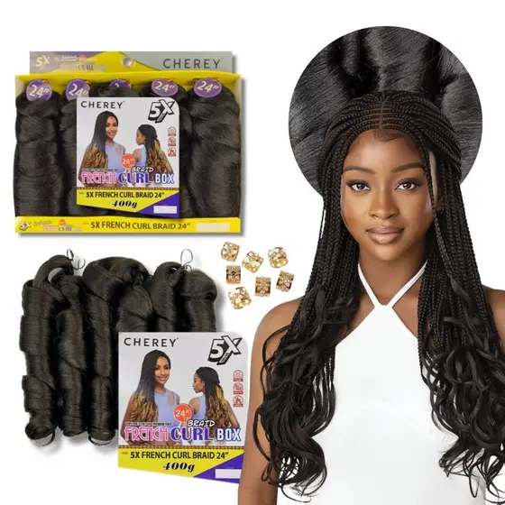Cabelo 400g French Curl Jumbo Braid Trança C\ Cachos Pontas Ondulado Boho Crochet