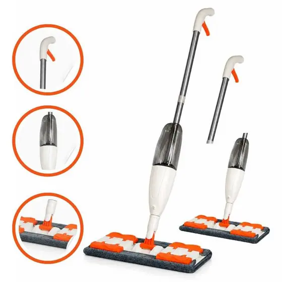 Mop Spray Com Reservatório E Cabo Inox Prático Para Limpeza