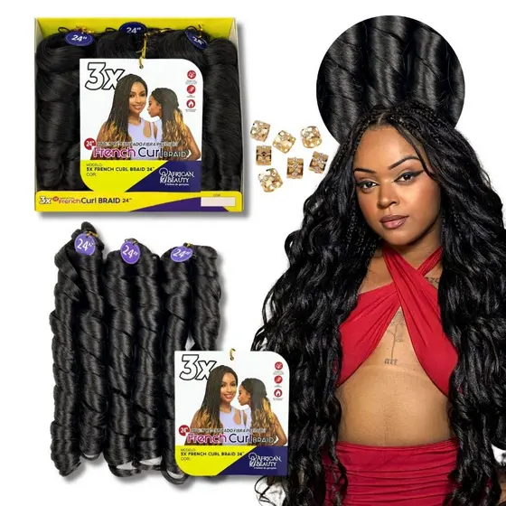 Cabelo French curl Braids Boho Crochet Braid Cachos Ondulado Tranças 210g
