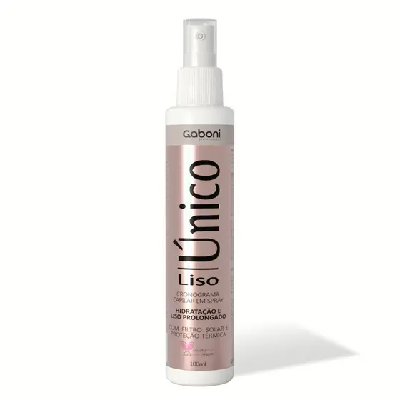 Spray Defrizante Protetor Térmico com Filtro Solar Liso Único 100ml Gaboni