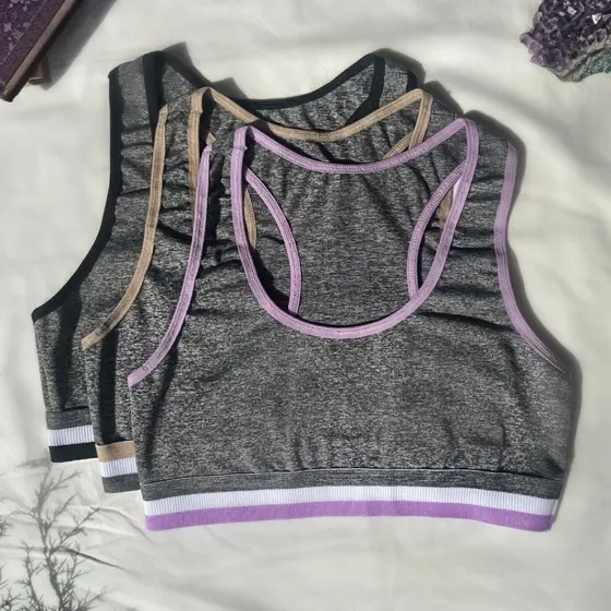 Kit Top Nadador Suplex Mescla Treino Academia Yoga Fitness Feminino Cropped Musculação Pilates