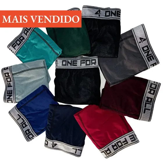 Kit com 10 Cuecas Boxer Adulto Envio Imediato ONE FOR ALL microfibra cores variadas
