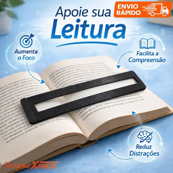 Régua de Leitura Para Dislexia Auxiliar de Leitura Escolar Foco em Texto Crianças e Adultos
