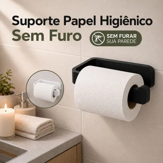 Suporte Papel Higiênico Adesivo Sem Furo Porta Papel Banheiro Fixação Forte Fácil Instalação
