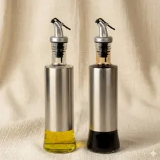 Galheteiro Azeite Vinagre Dosador Inox Vidro Transparente Suporte 300ml Cozinha Azeiteiro Vinagreiro