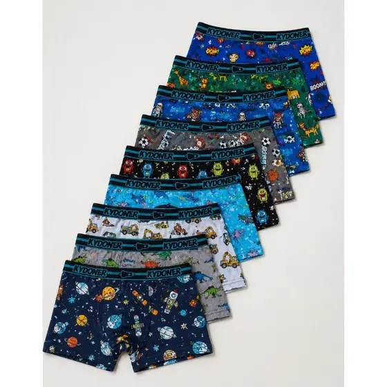 Kit 10 Cueca Infantil Box Boxer Menino Forro 100% Algodão