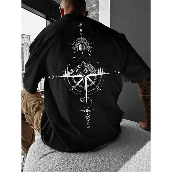 Camiseta Oversized Estampada Rosa dos Ventos 100% Algodão Envio Imediato camisa academia over