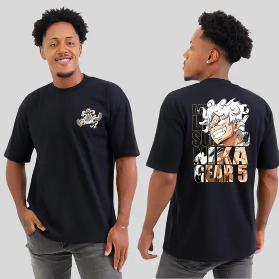 Camiseta Oversized Camisa Unissex Luffy Anime One Piece Gear 5