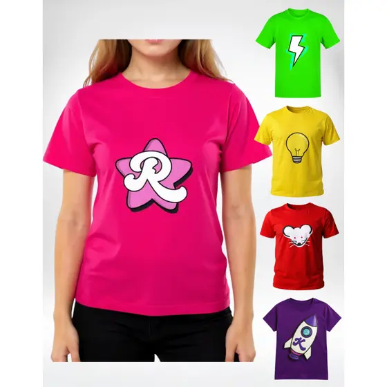 Camiseta Infantil Menino Turma Da Emilly Vick Youtuber Rosa Pink Claten e Vold Envio Imediato