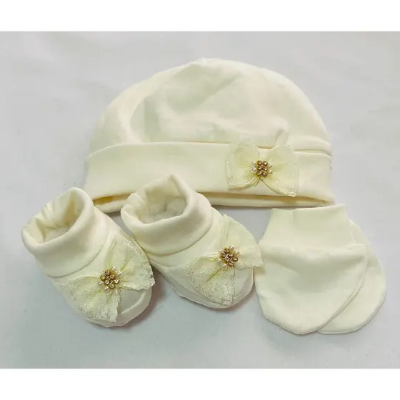 Kit Malha Bebê RN - Touca, Luvas e Sapatinho » Leve, Macio, Enxoval, Saída Maternidade