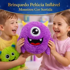 Pelúcia Bola Inflável Monstros Sortidos com Inflador Manual Brinquedo Infantil