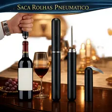 Saca Rolhas Pneumático Abridor de Garrafa Bomba de Ar com Agulha Aço e Lâmina Retrátil Festa Eventos