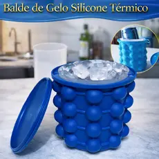 Balde de Gelo Térmico Silicone Flexível com Tampa Bebidas Geladas Conserva Temperatura Porta Latinha