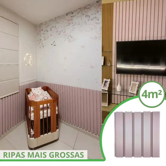 Kit 4m² Ripado BOLD Nude Rosê 30x30 - 44 peças | Anti-impacto | Autocolante
