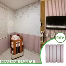 Kit 4m² Ripado BOLD Nude Rosê 30x30 - 44 peças | Anti-impacto | Autocolante