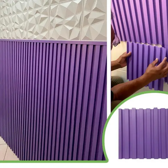 Kit 6m² Painel Ripado Lavanda 30x30 - 66 peças | Anti-impacto | Autocolante