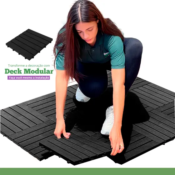 Kit 54 Deck Modular Plástico de encaixe lateral 33x33 - Box, Varanda, Quintal, Piscina