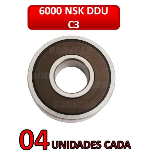 Kit com 04 Rolamentos 6000 NSK DDU ou 2RS C3 medidas 10x26x8mm 1ª linha ORIGINAL