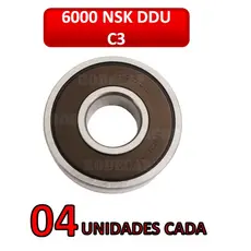 Kit com 04 Rolamentos 6000 NSK DDU ou 2RS C3 medidas 10x26x8mm 1ª linha ORIGINAL