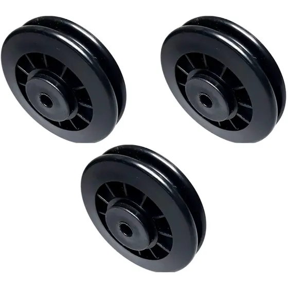 Kit 03 Roldanas PP 100mm completa bucha rolamento R 6202 para aparelho academia