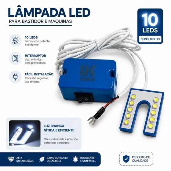 Luminaria Lampada Em U Com 10 Leds Para Maquina De Costura (BIVOLT)