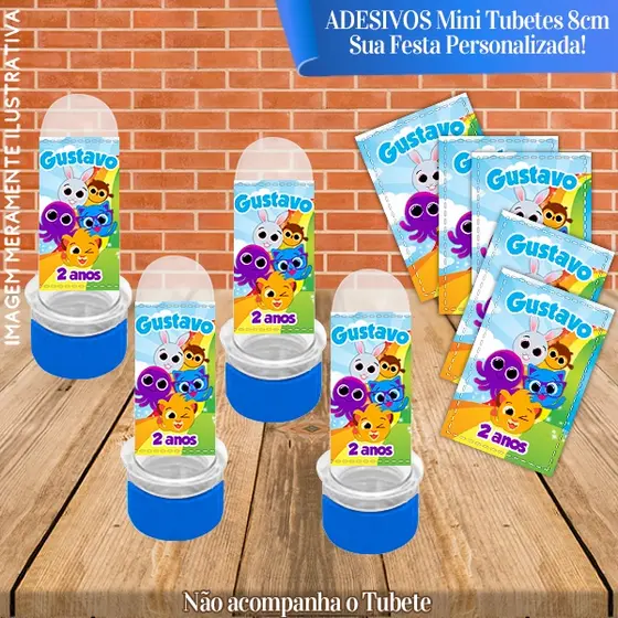 30 Adesivos de Mini Tubete 8cm Personalizado Bolofofos