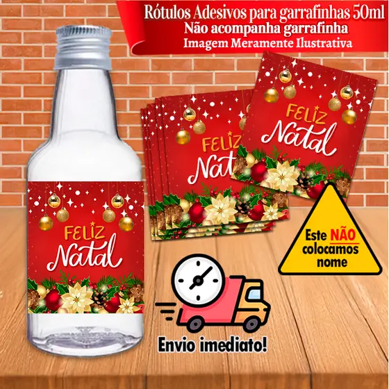Rótulos Adesivos para Garrafinhas de 50ml Natal