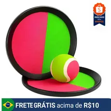 Kit Raquete Frescobol Bateu Colou Peteca Tênis C/ Bolinha Bate Gruda