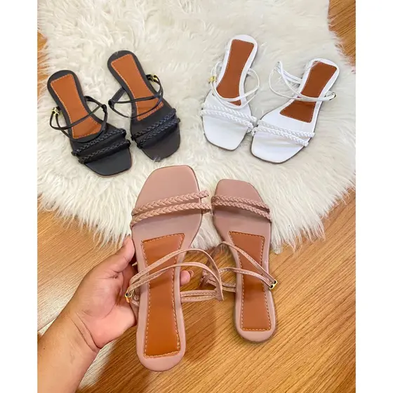 TRANÇADA sandália Rasteirinha Trançada Chinelo Sandália Rasteira  Confortável  Barata rasteirinha