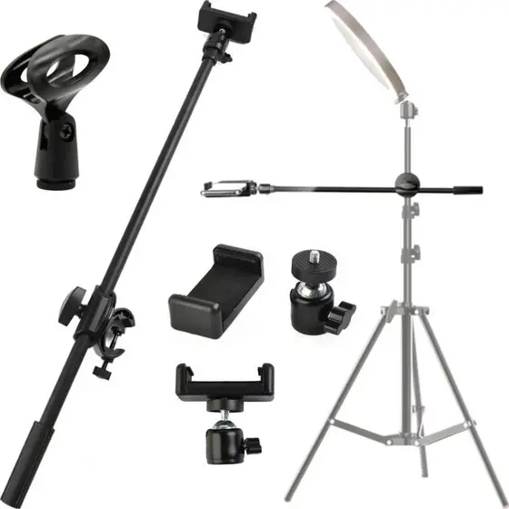 Braço Transversal Suporte Tripé Pedestal para Microfone e Celular iPhone