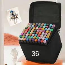 Estojo 36 Cores Canetas Marcador Permanente Com Duas Pontas Para Colorir