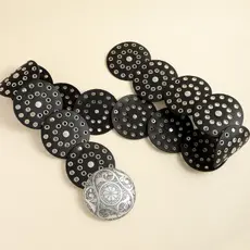 Cinto Feminino Estilo Country Cowboy De Metal Redondo Bola Dourado e Prata CC-18-300
