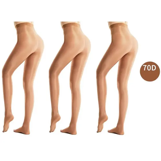 Kit 3 Meia Calça Anticelulite 70d Brilhante Adulto Feminino Tamanho Único