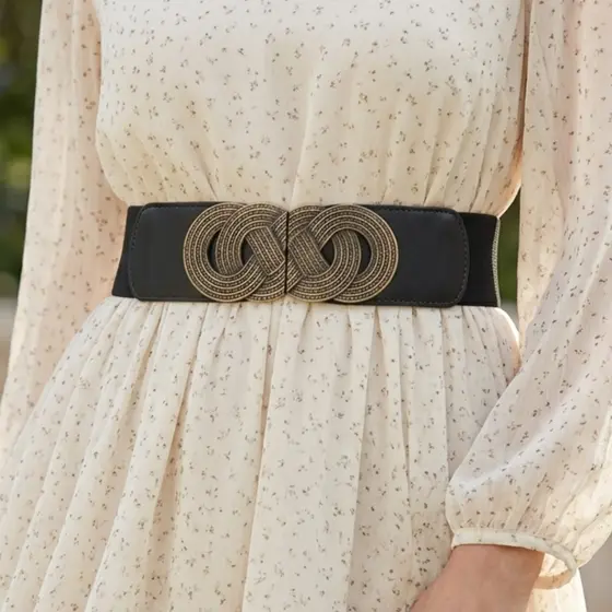 Cinto Feminino Faixa Elástica Largo Com Fivela De Encaixe Casual