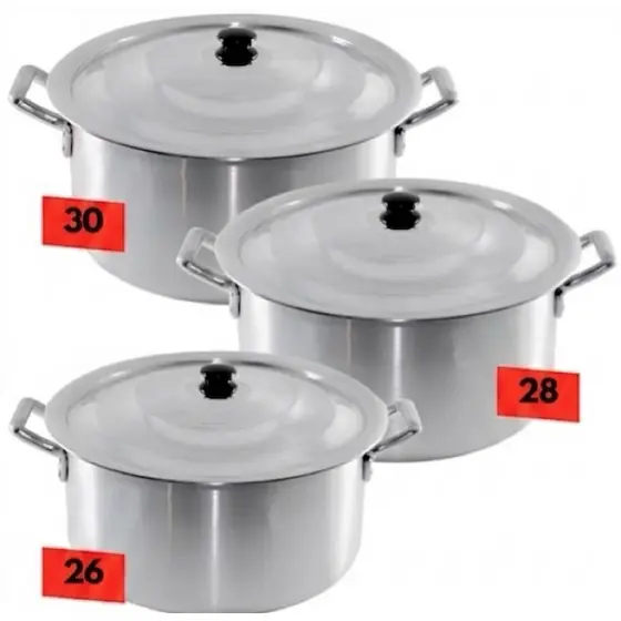 Jogo de Caçarola Industrial reforcado 26cm 28cm 30cm Feijoada Kit 3 Jogos Hotel Restaurante Jogo de Panelas