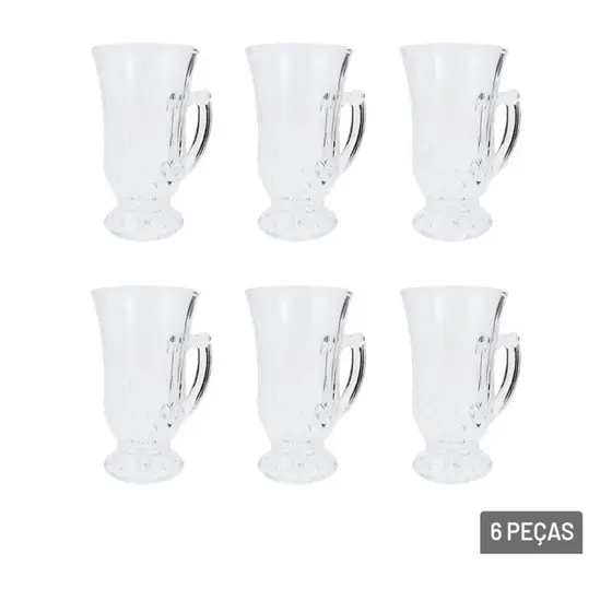 Xícara de Vidro 150ml 6 Peças Texturizada