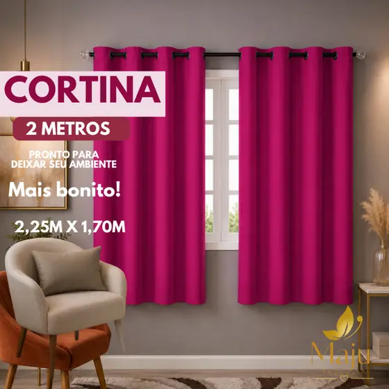 Cortina 2m Quarto e Sala com Ilhós – Tecido Leve | Maju Enxovais