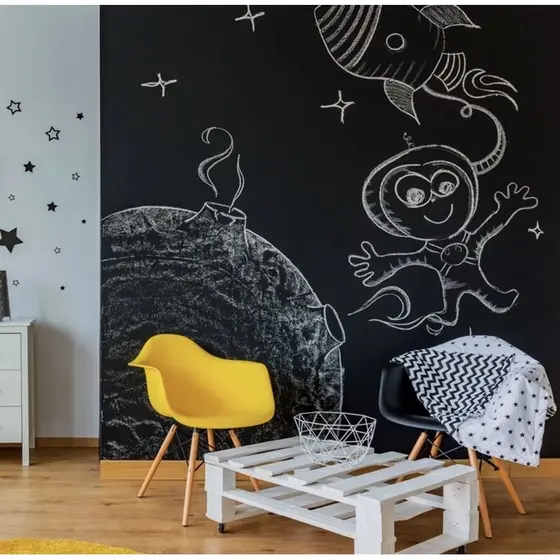 Papel Parede Adesivo Lousa Quadro Negro Preto Fosco Escrever 2M