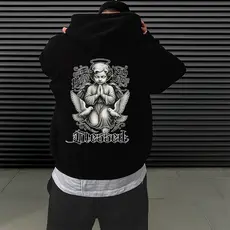Moletom Canguru Streetwear Urbans Anjo 07 BLESSED Unissex Masculino e Feminino Flanelado Blusa de Frio Estampado