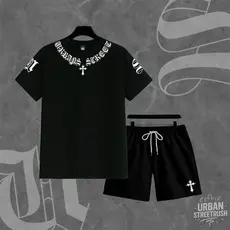 Conjunto Urbans Street Rush – Camiseta 30.1 Algodão Gola Estilizada + Bermuda Tactel Premium