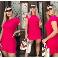 Vestido Feminino com Babados Juvenil. TAM.34/38.