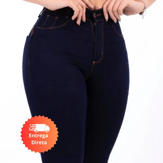 Calça Jeans Skinny Feminina Amaciada Cintura Alta Com Lycra Levanta Bumbum